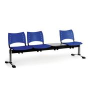 Inne meble biurowe - Ławka do poczekalni plastikowa VISIO, 3 siedzenia + stołek, niebieski, chromowane nogi - miniaturka - grafika 1