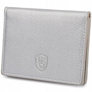 Etui na wizytówki portfel na karty dokumenty Skóra Naturalna Srebrny - Etui na dokumenty i karty - miniaturka - grafika 1