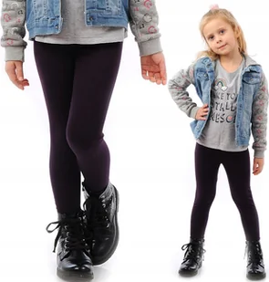 Legginsy dziecięce długie bawełniane klasyczne Śliwkowe 134 - Legginsy - miniaturka - grafika 1