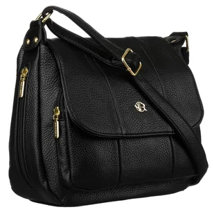 Czarna torebka damska na ramię ze skóry ekologicznej - Rovicky - Torebki damskie - miniaturka - grafika 1