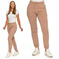 Spodnie damskie - Dresowe Spodnie Damskie Ocieplane Joggery Gładkie Beżowe Klasyczne Moraj S - miniaturka - grafika 1