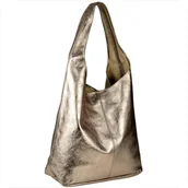 Plecaki worki - Torebka worek skórzana shopper stare złoto - miniaturka - grafika 1