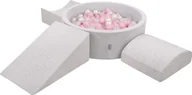Suche baseny - KiddyMoon KiddyMoon Piankowy plac zabaw PPZP-OK30D-114 z piłeczkami jasnoszary: pudrowy róż-perła-transparent basen 300/klin L/rampa L/półwałek L Zabawka plac zabaw - miniaturka - grafika 1