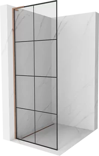 Mexen Kioto L ścianka prysznicowa Walk-in 80 x 200 cm, czarny wzór, różowe złoto - 800-080-103-60-77 - Ścianki i drzwi prysznicowe - miniaturka - grafika 1