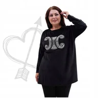 Bluzki damskie - TUNIKA WELUROWA PERŁY ciepła otulająca luźna bluzka bawełna 50 52 5XL 3174 - miniaturka - grafika 1