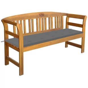 vidaXL Ławka ogrodowa z poduszką, 157 cm, lite drewno akacjowe - Ławki ogrodowe - miniaturka - grafika 1