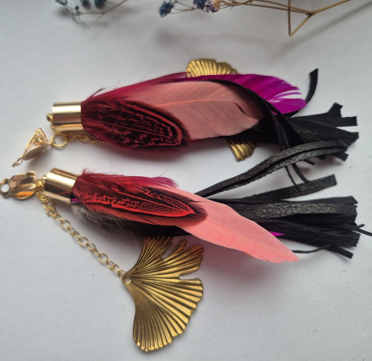 Klipsy pióra chwosty i miłorząb