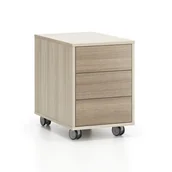 Szafki biurowe - Kontenerek biurowy na kółkach LAYERS, 3 szuflady, 400 x 600 x 575 mm, dąb naturalny / dąb bielony - miniaturka - grafika 1