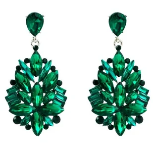 Kolczyki Zielone Efektowne Błyszczące Duże Wiszące Xxl - Kolczyki - miniaturka - grafika 1