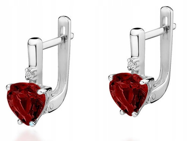 Złote kolczyki 585 serce topaz i brylant 3,20g modny wzór prezent 14kt