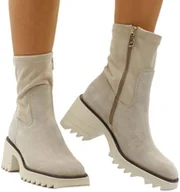 Botki damskie - Trzewiki Carinii ST.B7893-R30-000-E59B Beżowe Skóra Naturalna_TN - CARINII - miniaturka - grafika 1