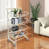 Wózki kuchenne - Kosz na owoce do kuchni, wózek do przechowywania, wózek kuchenny z blokowanymi kółkami, biały - miniaturka - grafika 1