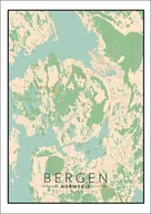 Plakaty - Galeria Plakatu, Bergen mapa kolorowa, 40x50 cm - miniaturka - grafika 1