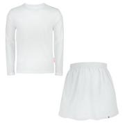 Bluzki damskie - Komplet dziecięcy dla dziewczynki biała bluzka i spódniczka do przedszkola 128 - miniaturka - grafika 1