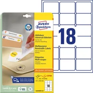 Etykiety do drukarek - Avery Zweckform Usuwalne etykiety uniwersalne Zweckform A4 30ark./op. 63,5x46,6mm białe PROMOCJA! AVE-L6025REV-25 - miniaturka - grafika 1