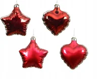 Bombki - Bombka choinkowa szklana kształtka serce gwiazda czerwone duża 11cm 1szt - miniaturka - grafika 1
