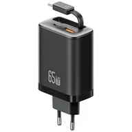Ładowarki do telefonów - Ładowarka sieciowa USAMS Xiang Series CC299 65W 1xUSB-C 1xUSB-A + kabel USB-C czarny - miniaturka - grafika 1