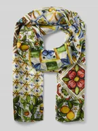 Apaszki i szaliki damskie - Etola z czystego jedwabiu z kwiatowym nadrukiem na całej powierzchni - miniaturka - grafika 1