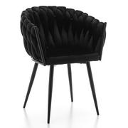 Krzesła - krzesło premium LATINA tapicerowane glamour zaplatane welurowe czarne - miniaturka - grafika 1