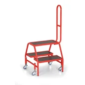 Drabiny - B2B Partner Ruchome schodki z uchwytem, 4 kółka 3725 - miniaturka - grafika 1