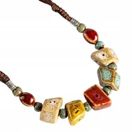 Naszyjniki - naszyjnik ceramiczny regulowany rękodzieło Boho - miniaturka - grafika 1