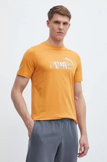 Koszulki męskie - Puma t-shirt bawełniany męski kolor pomarańczowy z nadrukiem 675942 - grafika 1