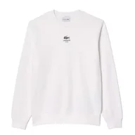 Bluzy męskie - felpe senza cappuccio uomo lacoste - sweatshirt - bianco - miniaturka - grafika 1