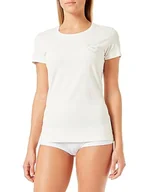 Koszulki i topy damskie - Emporio Armani Damska koszulka z okrągłym kołnierzem Essential Studs z logo, Pale Cream, M - miniaturka - grafika 1