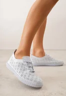 Trampki damskie - Niebieskie Tenisówki z Ażurową Cholewką Tidella - miniaturka - grafika 1