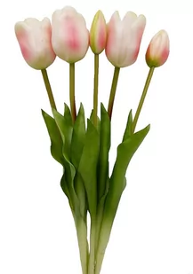 Tulipany silikonowe jak żywe różowe w bukiecie 5 sztuk gumowe 44 cm - Sztuczne kwiaty - miniaturka - grafika 1