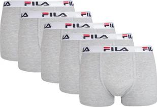Bokserki męskie FILA, 5-pak - logo w pasie, miejskie, bawełna stretch, gładkie szare XL - Majtki męskie - miniaturka - grafika 1
