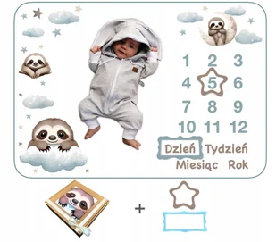 Prezent na baby shower dla chłopca Foto mata do zdjęć + ramki w eko pudełku - Koce i narzuty dla dzieci - miniaturka - grafika 1