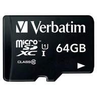 Karty pamięci - Karta pamięci VERBATIM microSDHC, 64 GB, Class 10 + adapter SD - miniaturka - grafika 1