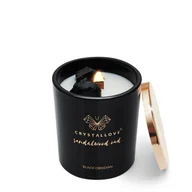Świece - CRYSTALLOVE Świeca sojowa z czarnym obsydianem - drzewo sandałowe oud 400g - miniaturka - grafika 1