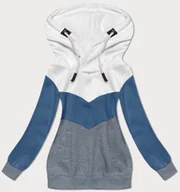 Bluzy damskie - Trójkolorowa gruba bluza damska biały-niebieski-szary (2303) - 6&8 Fashion - miniaturka - grafika 1