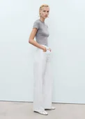 Spodnie damskie - MANGO - Dżinsy Danila wideleg z wysokim stanem biały - 38 - Kobieta - miniaturka - grafika 1