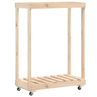 Wózki magazynowe - vidaXL Stojak na drewno, z kółkami, 76,5x40x108 cm, drewno sosnowe - miniaturka - grafika 1