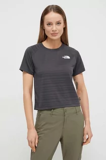 Koszulki sportowe damskie - The North Face t-shirt treningowy kolor szary - grafika 1