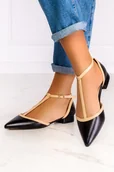 Baleriny - Czarne baleriny damskie t-bar z paskiem wokół kostki Casu D21X12-B-37 - miniaturka - grafika 1