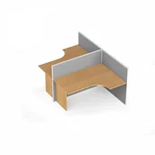 Inne meble biurowe - B2B Partner Zestaw parawanów biurowych ze stołem ergonomicznym, tekstylny 2 miejsca, brzoza 437238 - miniaturka - grafika 1