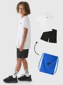 Spodnie i spodenki dla chłopców - 4F Komplet sportowy szybkoschnący na WF (koszulka+spodenki+worek) chłopięcy - multikolor 158/164 (12-14 lat) - miniaturka - grafika 1