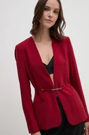 Marynarki i żakiety damskie - Calvin Klein marynarka kolor bordowy niezapinana gładka K20K207154 - miniaturka - grafika 1