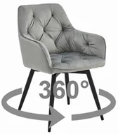 Krzesła - Krzesło JORK360 - aksamit srebrno-szary / nogi czarne x 1 - miniaturka - grafika 1