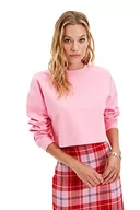 Bluzy damskie - Trendyol Damska bluza z nadrukiem różowym, szara, rozciągana - miniaturka - grafika 1