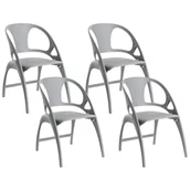 Fotele i krzesła ogrodowe - BELIANI Zestaw 4 krzeseł ogrodowych Składane NEMI Szary - miniaturka - grafika 1