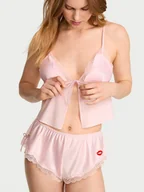 Piżamy damskie - Victoria's Secret Zestaw satynowy do spania - top i szorty Tease - miniaturka - grafika 1