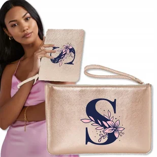 Torebka Kopertówka Wieczorowa Rose Gold LITERKI Wz - Torebki damskie - miniaturka - grafika 1