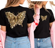 Koszulki i topy damskie - Damska koszulka z motylem w panterkę - miniaturka - grafika 1