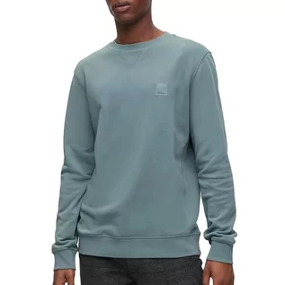Bluzy męskie - BOSS Męska bluza Westart Relaxed-Fit z bawełny z naszywką z logo, Open Green375, XL - grafika 1