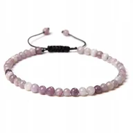 Bransoletki - Bransoletka Damska Kamień Naturalny Kunzyt 4 mm Koraliki Regulowana - miniaturka - grafika 1